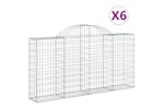 Vidaxl 3146114 Arched Gabion Baskets 6 Pcs 200x30x100/120 Cm Galvanised Iron