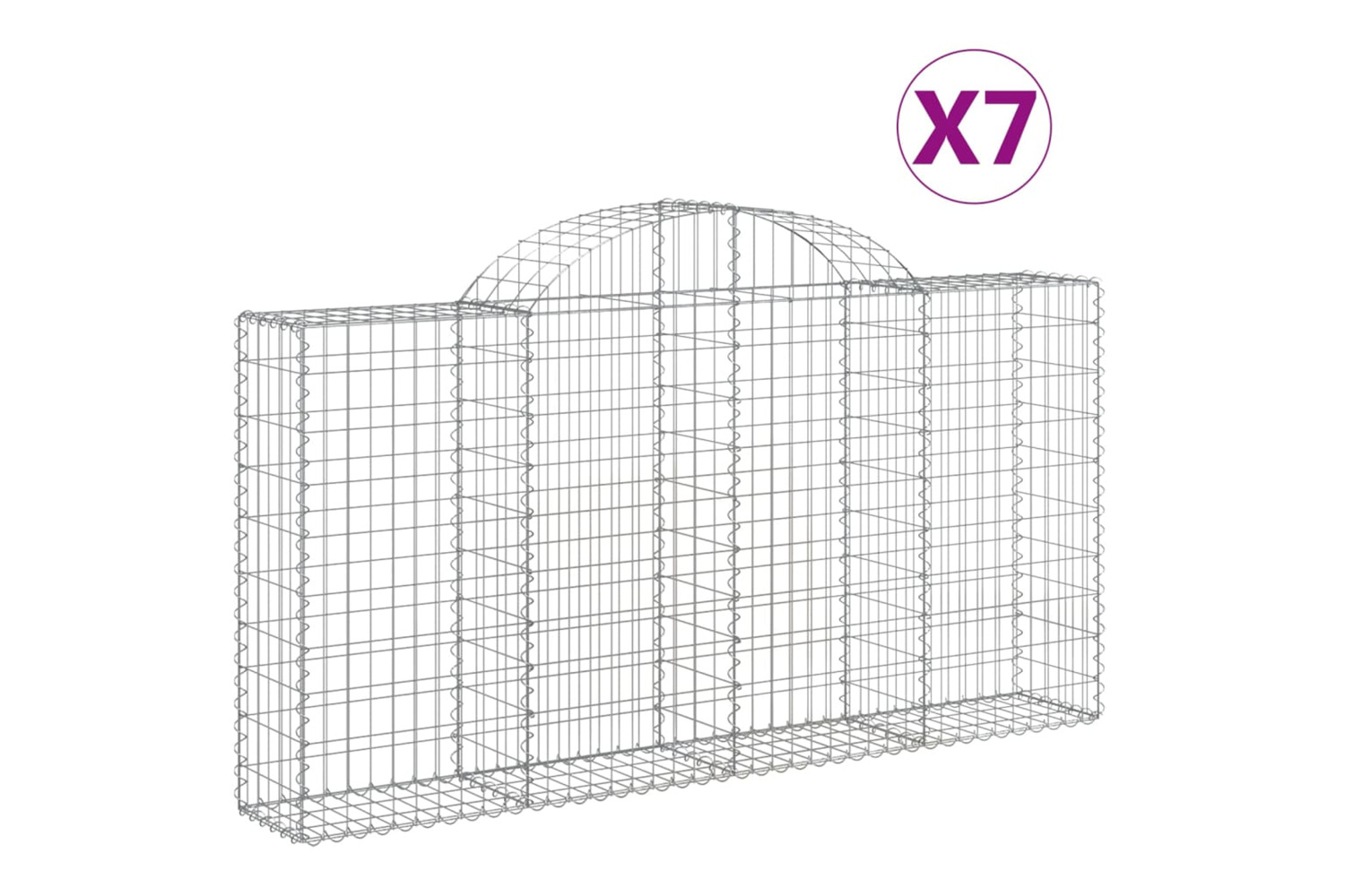 vidaXL 3146115 Arched Gabion Baskets 7 Pcs 200x30x100/120cm Galvanised Iron