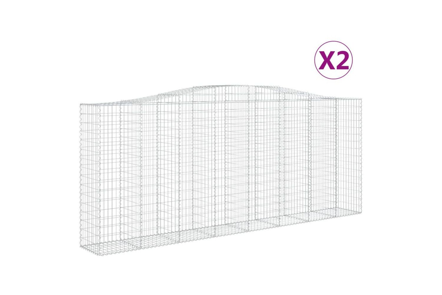 vidaXL 3145995 Arched Gabion Baskets 2 Pcs 400x50x160/180cm Galvanised Iron