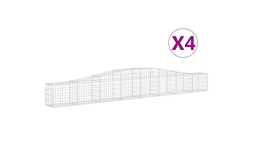 Vidaxl 3145789 Arched Gabion Baskets 4 Pcs 400x30x40/60 Cm Galvanised Iron