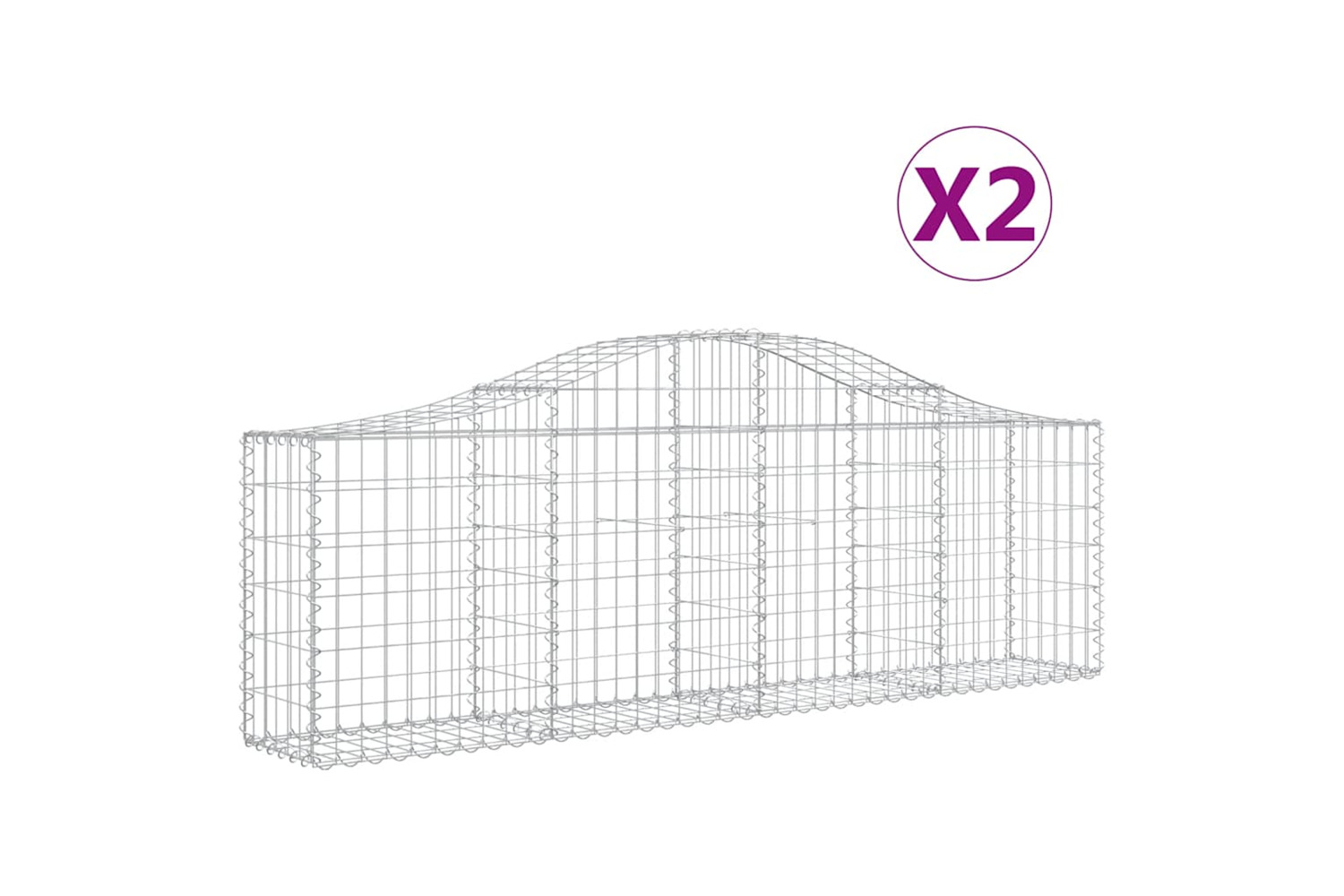 Vidaxl Arched Gabion Baskets 2 Pcs 200x30x60/80 Cm Galvanised Iron