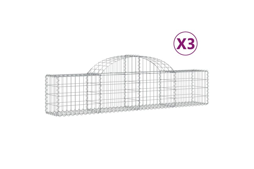 Vidaxl 3146048 Arched Gabion Baskets 3 Pcs 200x30x40/60 Cm Galvanised Iron