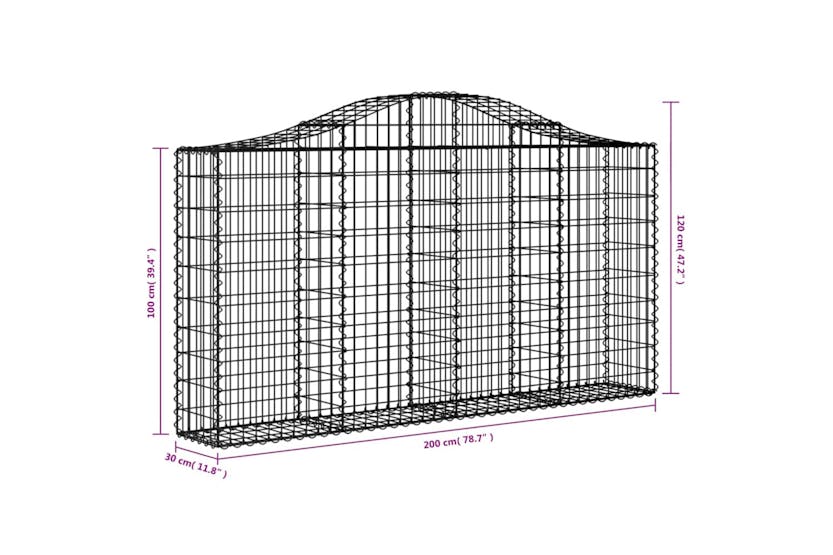 Vidaxl 3145442 Arched Gabion Baskets 14 Pcs 200x30x100/120 Cm Galvanised Iron