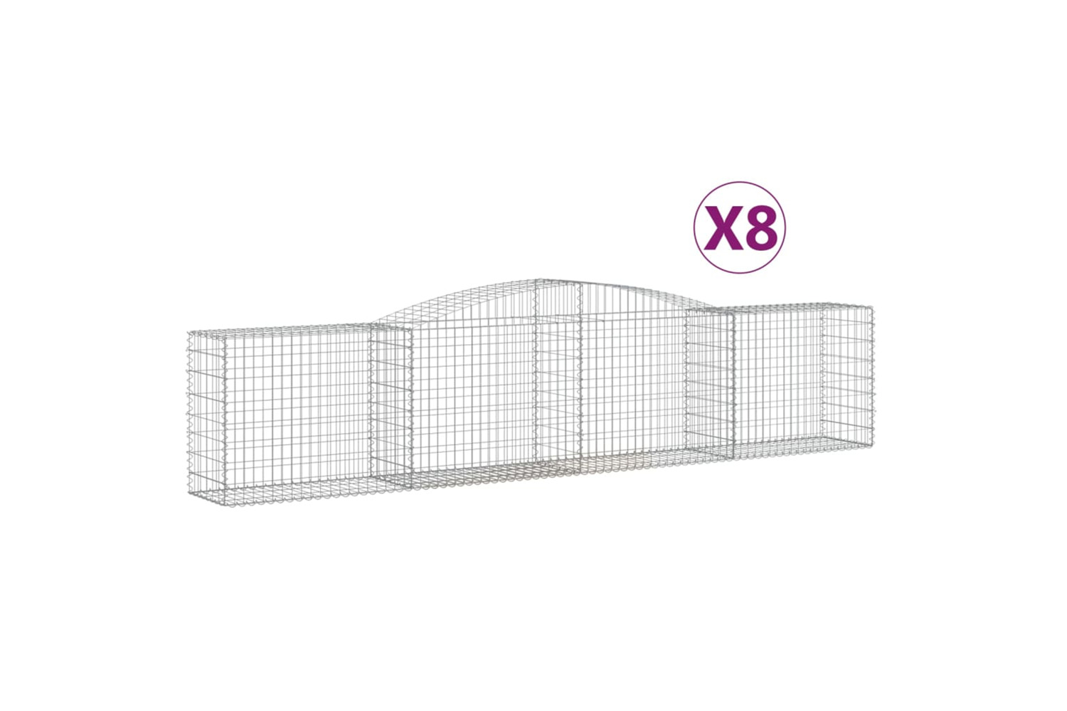 vidaXL 3146989 Arched Gabion Baskets 8 Pcs 400x50x80/100cm Galvanised Iron