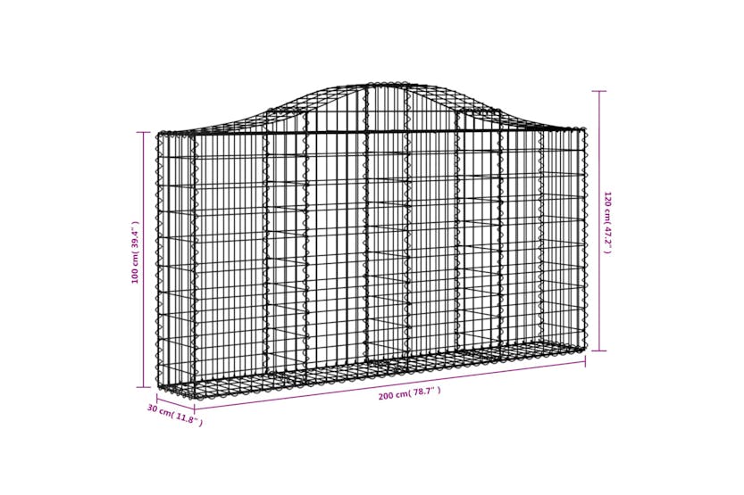 Vidaxl 3145440 Arched Gabion Baskets 12 Pcs 200x30x100/120 Cm Galvanised Iron