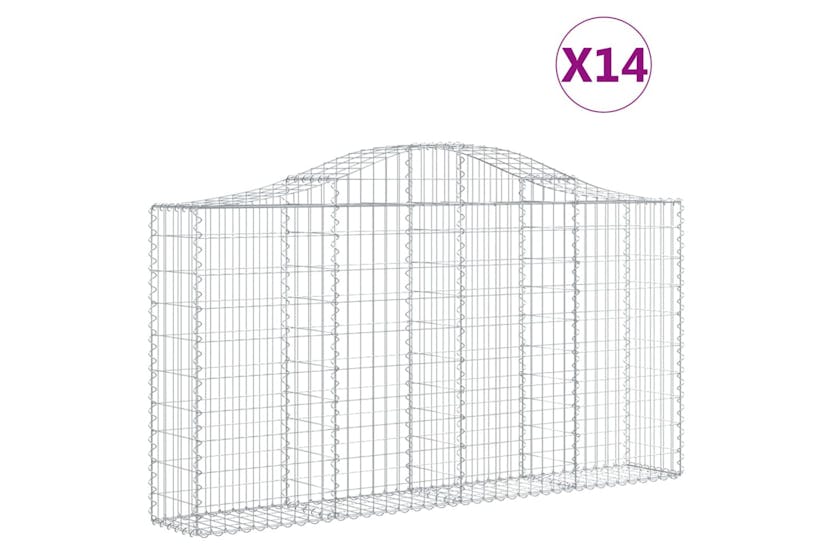 Vidaxl 3145442 Arched Gabion Baskets 14 Pcs 200x30x100/120 Cm Galvanised Iron