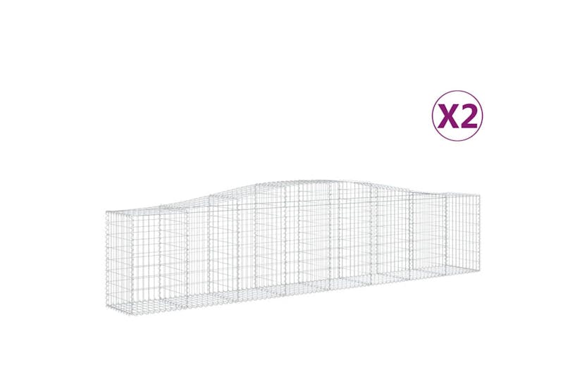 Vidaxl 3145943 Arched Gabion Baskets 2 Pcs 400x50x80/100 Cm Galvanised Iron