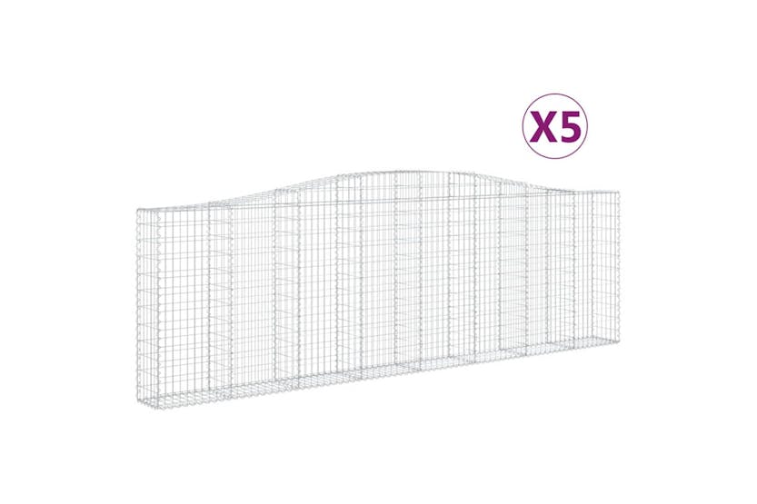 Vidaxl 3145842 Arched Gabion Baskets 5 Pcs 400x30x120/140 Cm Galvanised Iron