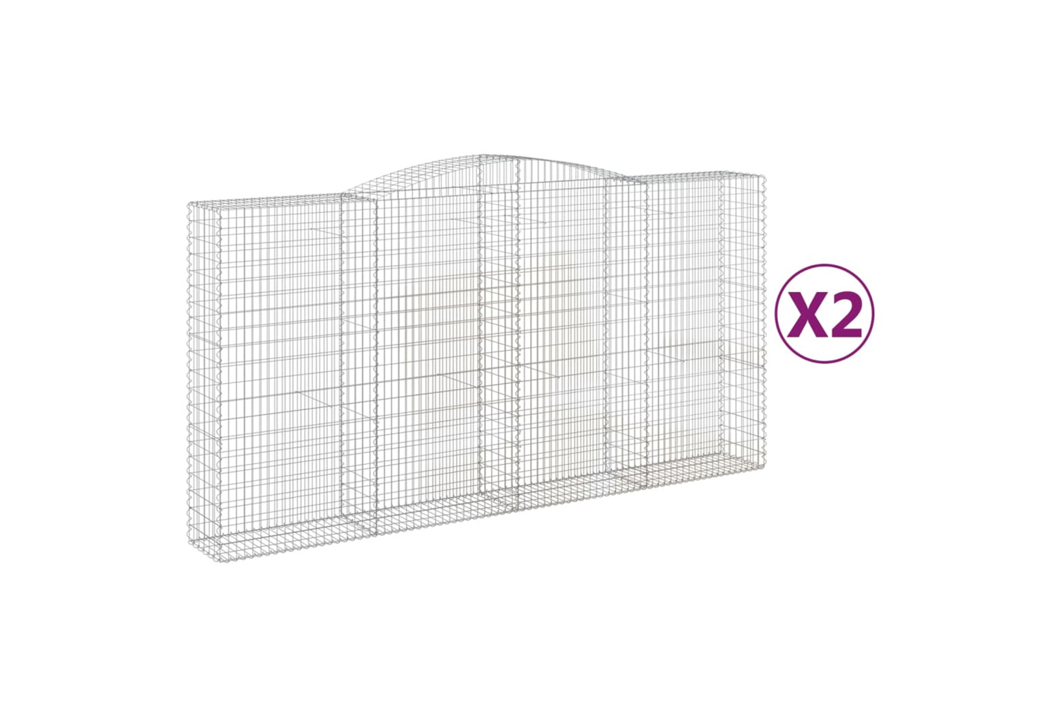 vidaXL 3147061 Arched Gabion Baskets 2 Pcs 400x50x200/220cm Galvanised Iron