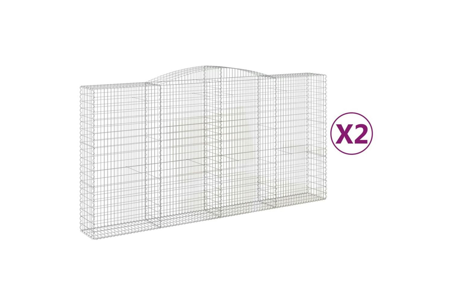 Vidaxl 3147061 Arched Gabion Baskets 2 Pcs 400x50x200/220 Cm Galvanised Iron