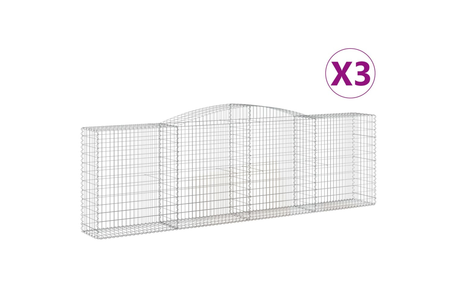 vidaXL 3147010 Arched Gabion Baskets 3 Pcs 400x50x120/140cm Galvanised Iron