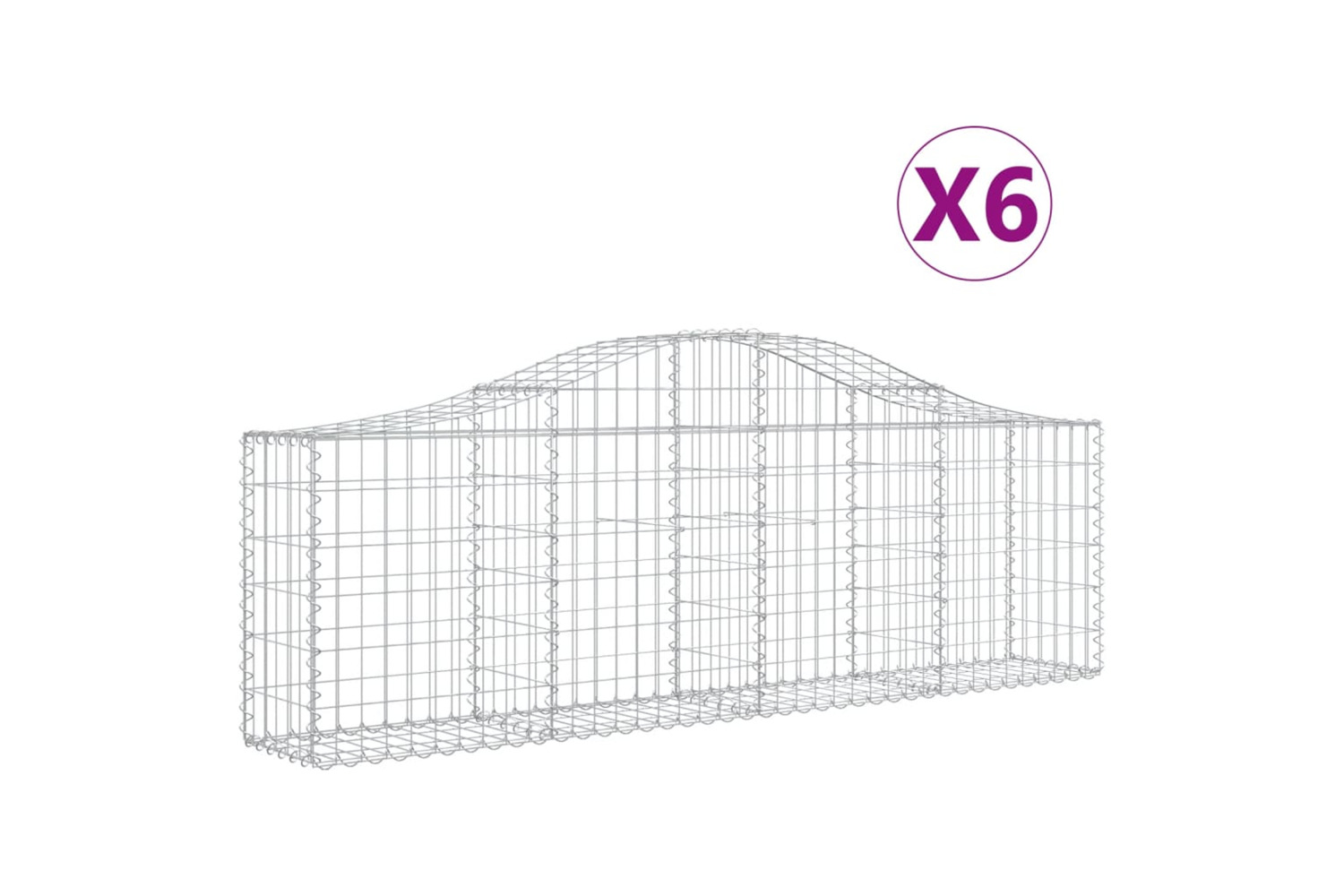 vidaXL 3145392 Arched Gabion Baskets 6 Pcs 200x30x60/80cm Galvanised Iron