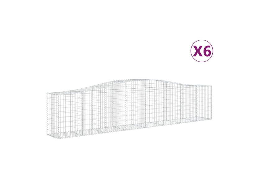 Vidaxl 3145947 Arched Gabion Baskets 6 Pcs 400x50x80/100 Cm Galvanised Iron