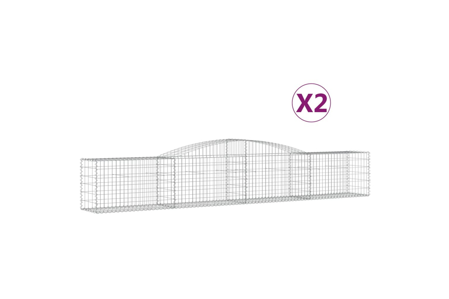vidaXL 3146970 Arched Gabion Baskets 2 Pcs 400x50x60/80cm Galvanised Iron