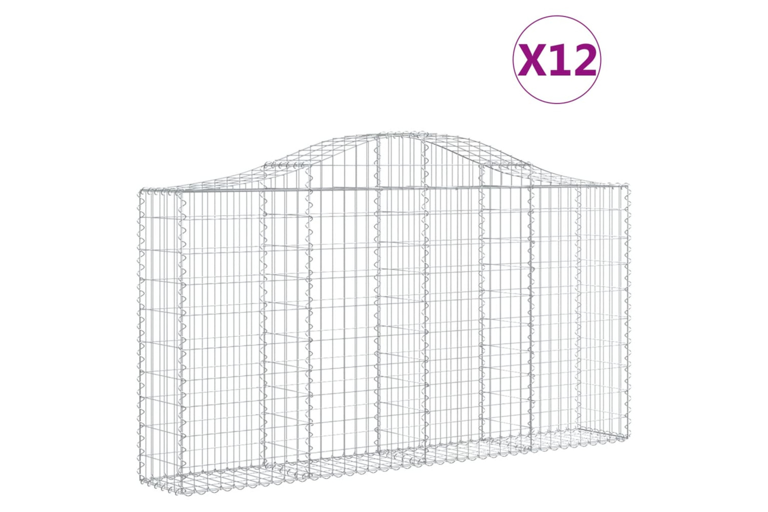 vidaXL 3145440 Arched Gabion Baskets 12 Pcs 200x30x100/120cm Galvanised Iron