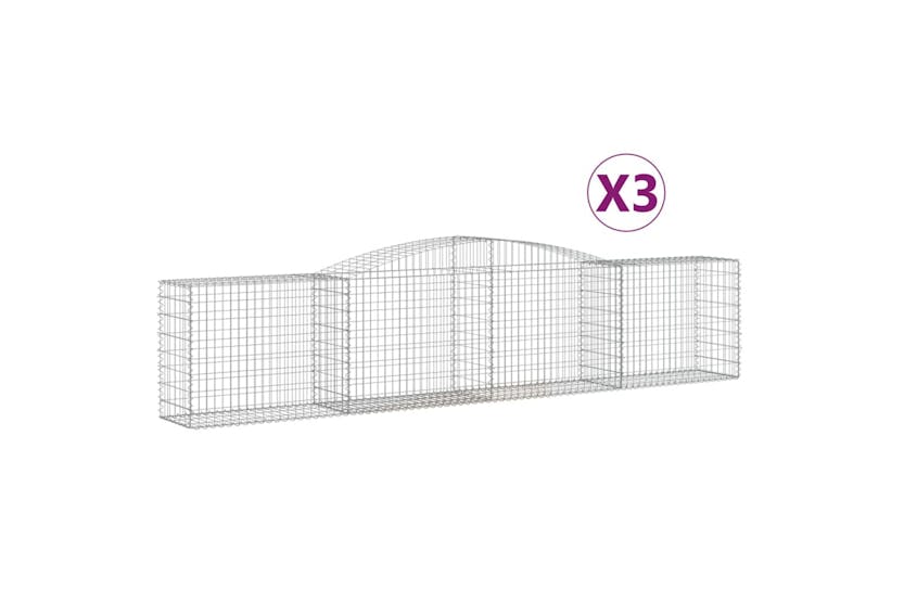 Vidaxl 3146984 Arched Gabion Baskets 3 Pcs 400x50x80/100 Cm Galvanised Iron