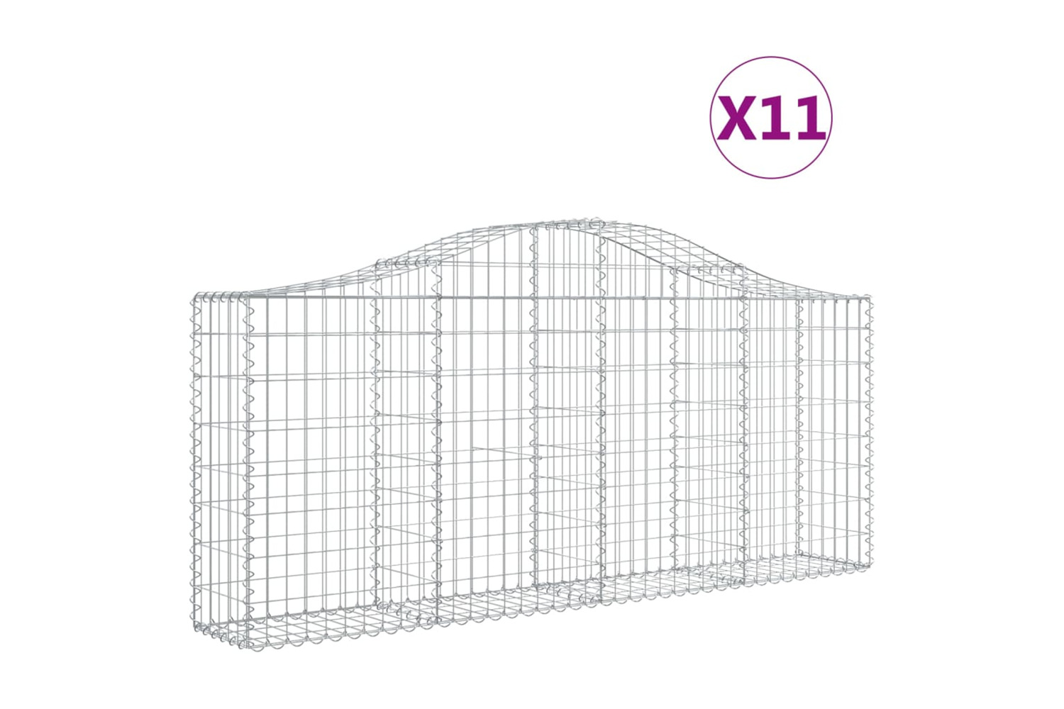 vidaXL 3145418 Arched Gabion Baskets 11 Pcs 200x30x80/100cm Galvanised Iron