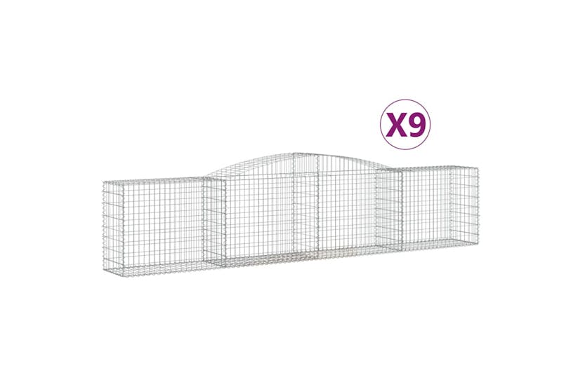 Vidaxl 3146990 Arched Gabion Baskets 9 Pcs 400x50x80/100 Cm Galvanised Iron