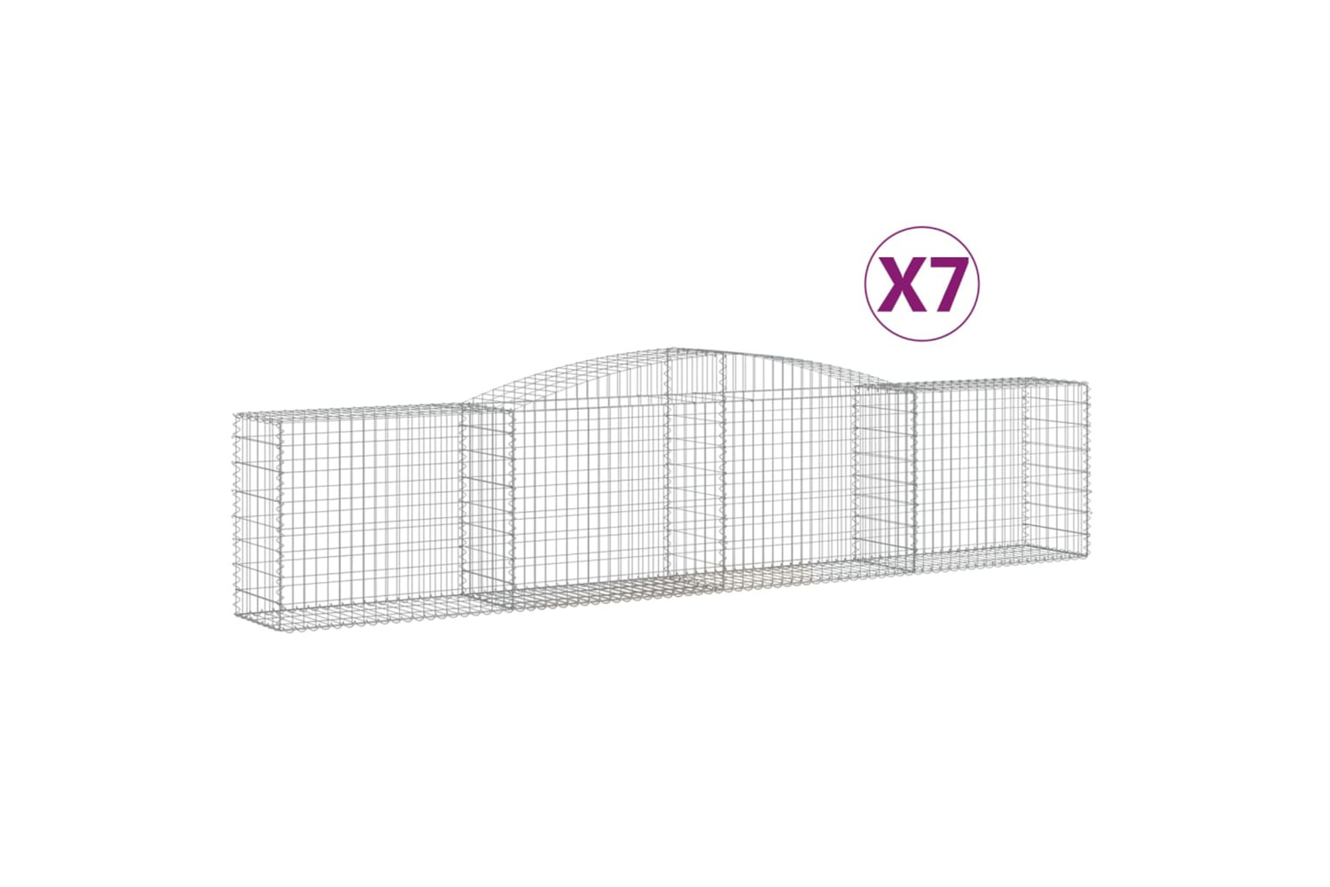 vidaXL 3146988 Arched Gabion Baskets 7 Pcs 400x50x80/100cm Galvanised Iron
