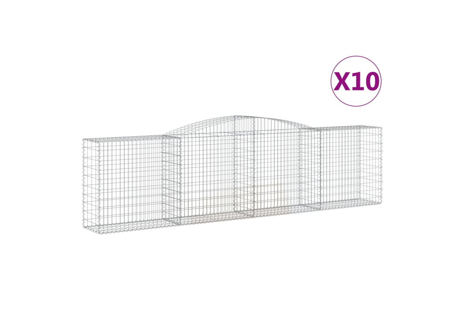vidaXL 3147004 Arched Gabion Baskets 10 Pcs 400x50x100/120cm Galvanised Iron