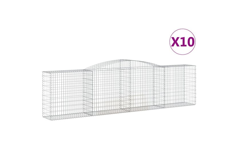 Vidaxl 3147004 Arched Gabion Baskets 10 Pcs 400x50x100/120 Cm Galvanised Iron