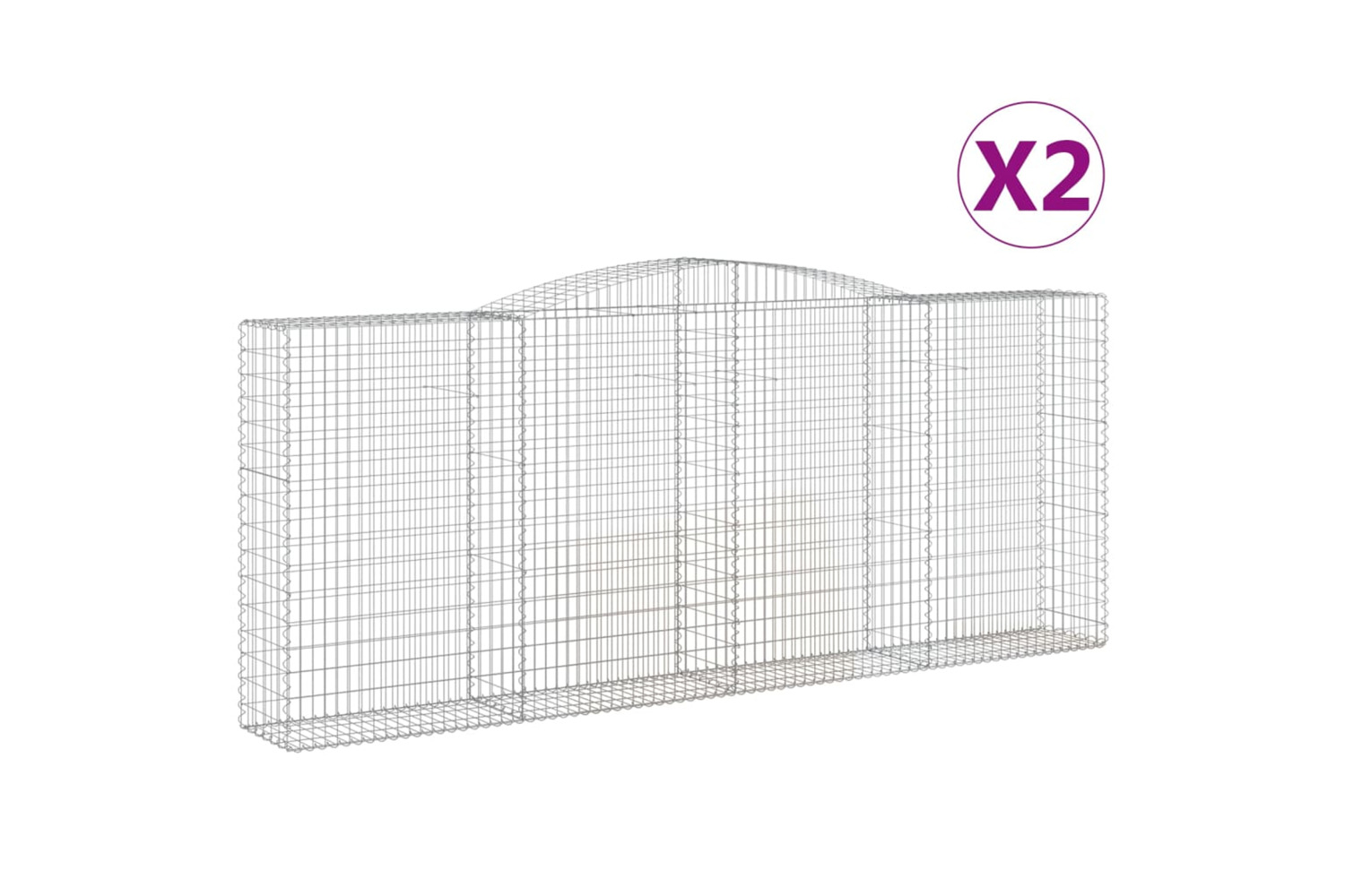 vidaXL 3147035 Arched Gabion Baskets 2 Pcs 400x50x160/180cm Galvanised Iron