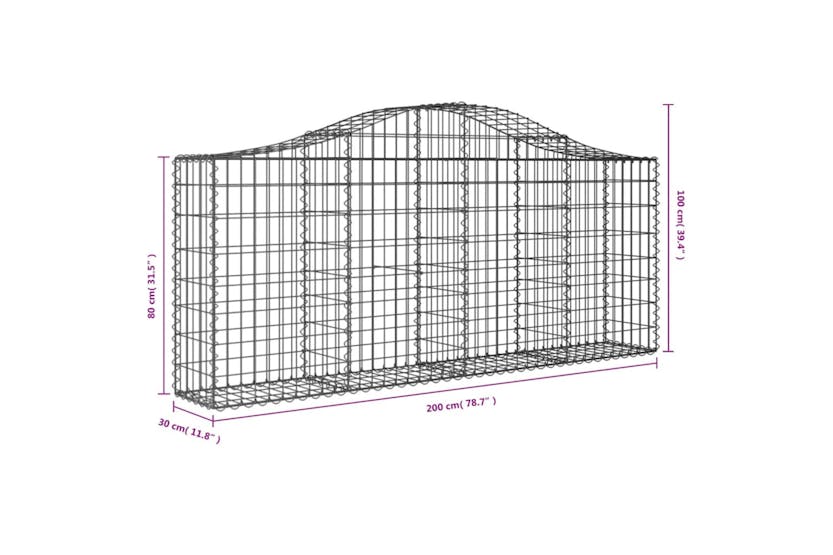 Vidaxl 3145416 Arched Gabion Baskets 9 Pcs 200x30x80/100 Cm Galvanised Iron