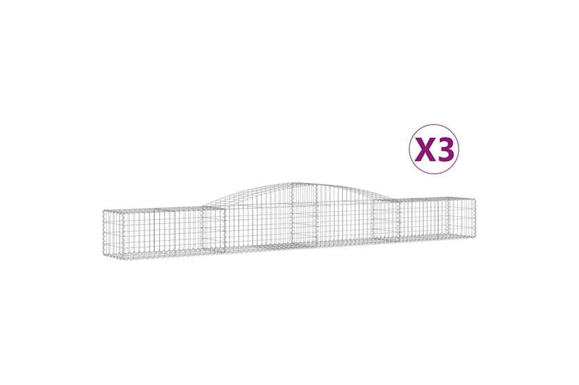 Vidaxl 3146958 Arched Gabion Baskets 3 Pcs 400x50x40/60 Cm Galvanised Iron