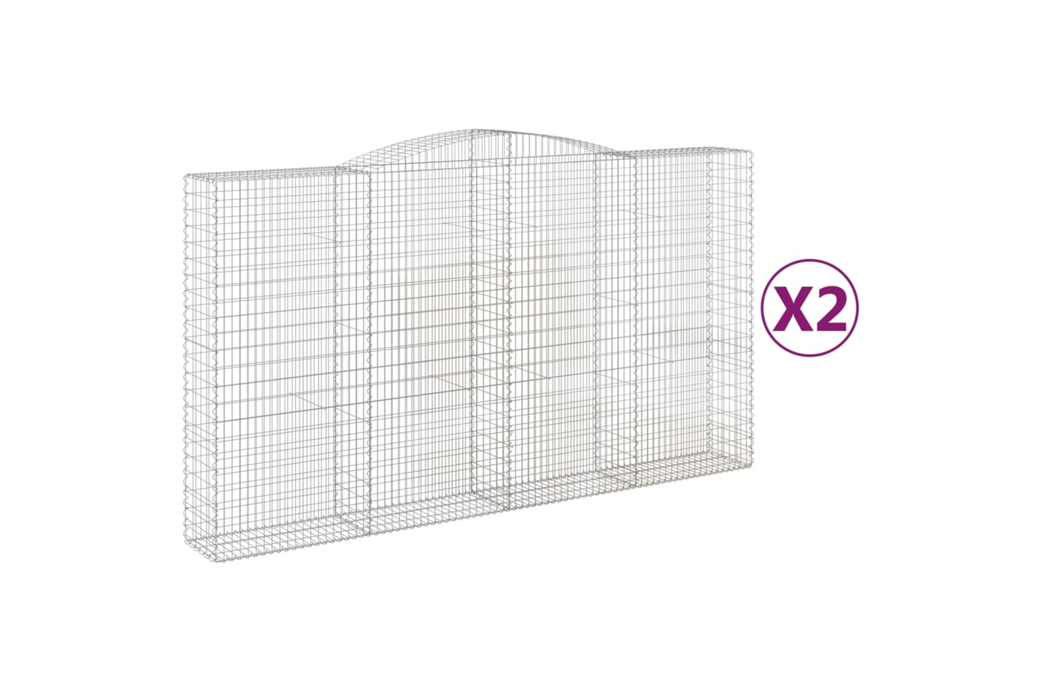 vidaXL 3147074 Arched Gabion Baskets 2 Pcs 400x50x220/240cm Galvanised Iron
