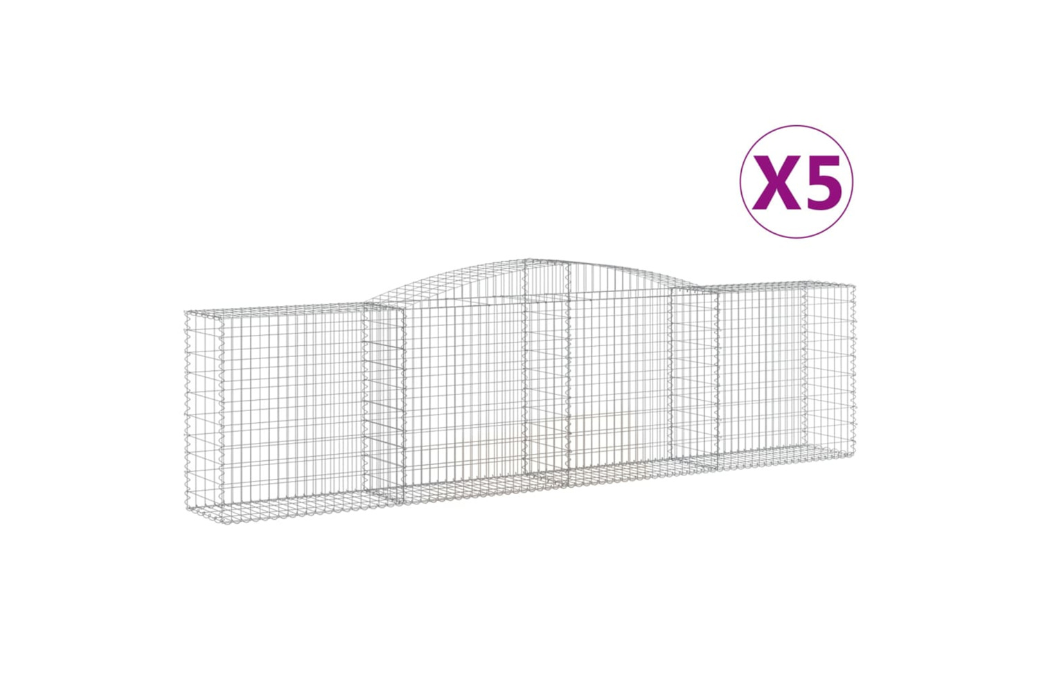 vidaXL 3146999 Arched Gabion Baskets 5 Pcs 400x50x100/120cm Galvanised Iron