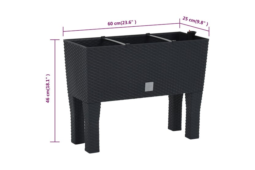 Vidaxl 152208 Raised Garden Bed Anthracite 60x25x46 Cm Pp Rattan