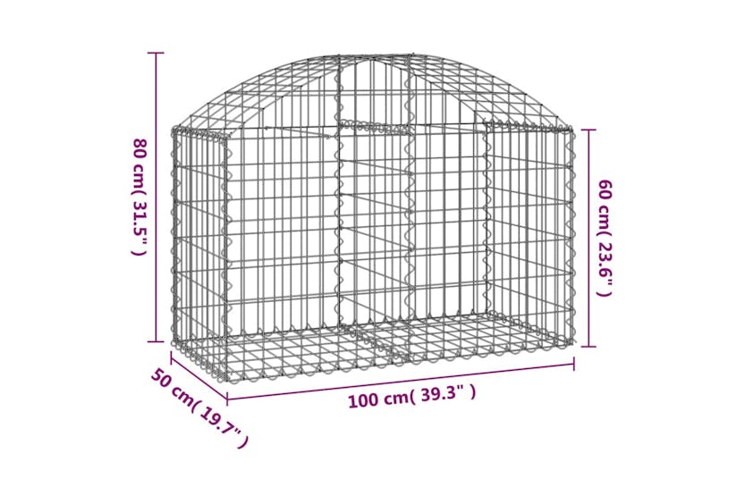 Vidaxl 153433 Arched Gabion Basket 100x50x60/80 Cm Galvanised Iron