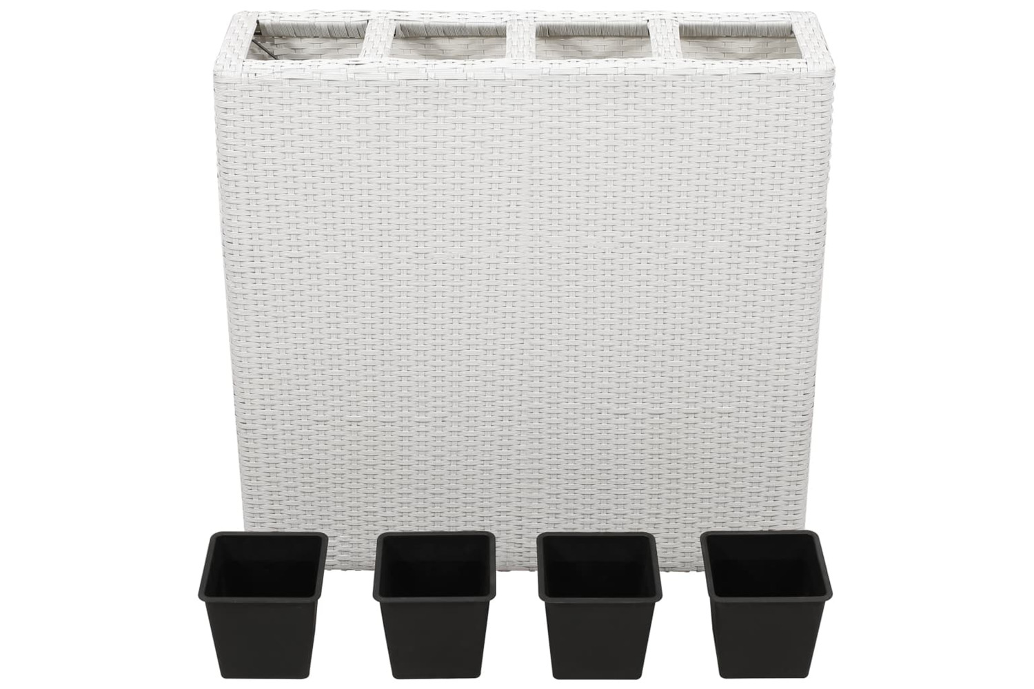 vidaXL 45427 Garden Raised Bed With 4 Pots Poly Rattan White