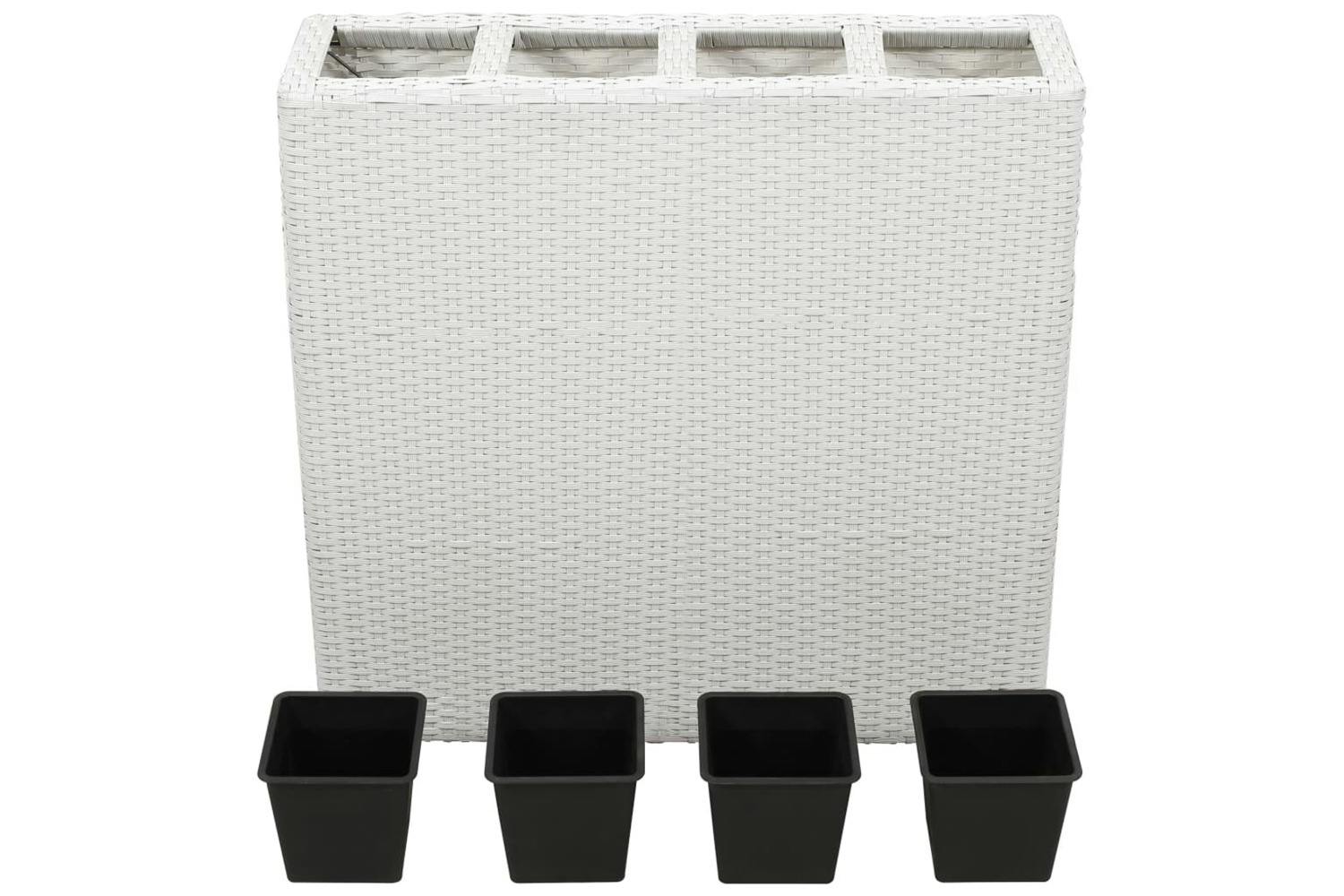 Vidaxl 45427 Garden Raised Bed With 4 Pots Poly Rattan White