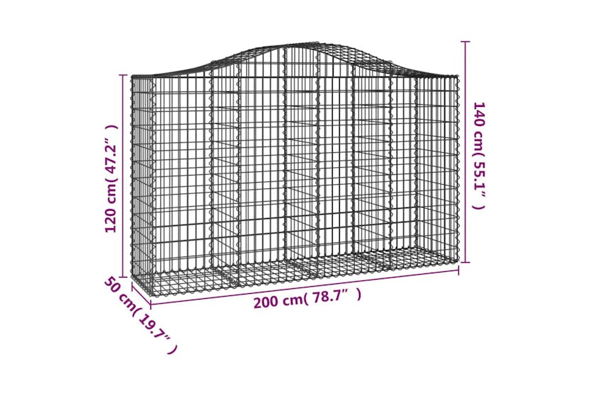 Vidaxl 3145670 Arched Gabion Baskets 11 Pcs 200x50x120/140 Cm Galvanised Iron