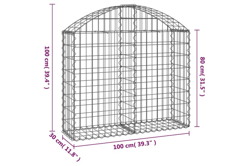 Vidaxl 153424 Arched Gabion Basket 100x30x80/100 Cm Galvanised Iron