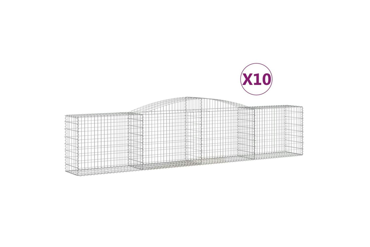 Vidaxl 3146991 Arched Gabion Baskets 10 Pcs 400x50x80/100 Cm Galvanised Iron