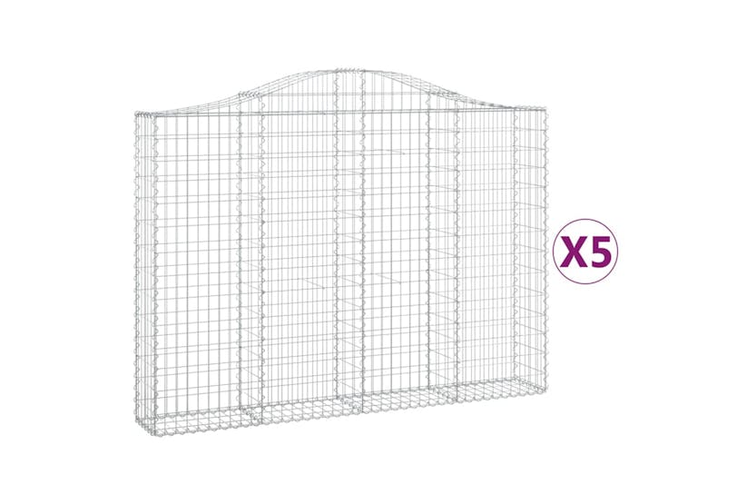 Vidaxl 3145475 Arched Gabion Baskets 5 Pcs 200x30x140/160 Cm Galvanised Iron