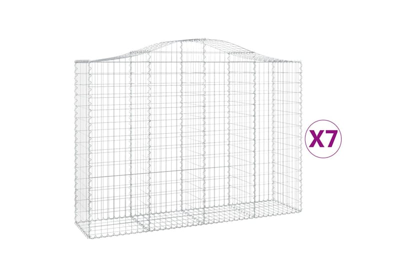 Vidaxl 3145687 Arched Gabion Baskets 7 Pcs 200x50x140/160 Cm Galvanised Iron