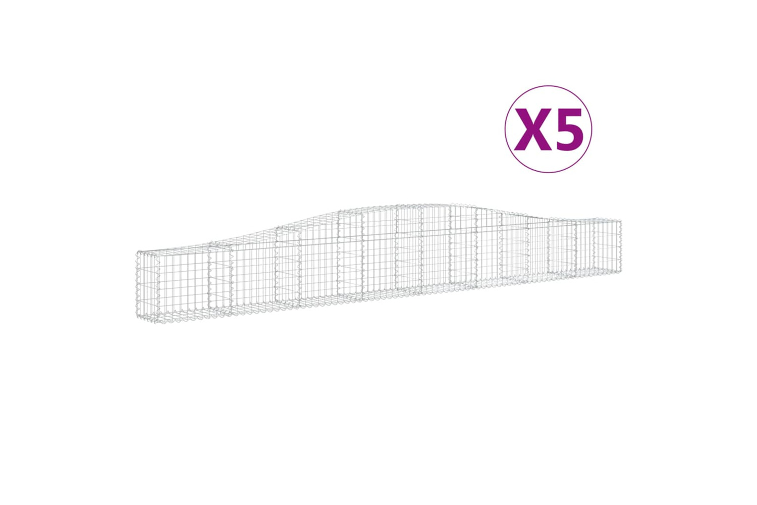 vidaXL 3145790 Arched Gabion Baskets 5 Pcs 400x30x40/60cm Galvanised Iron