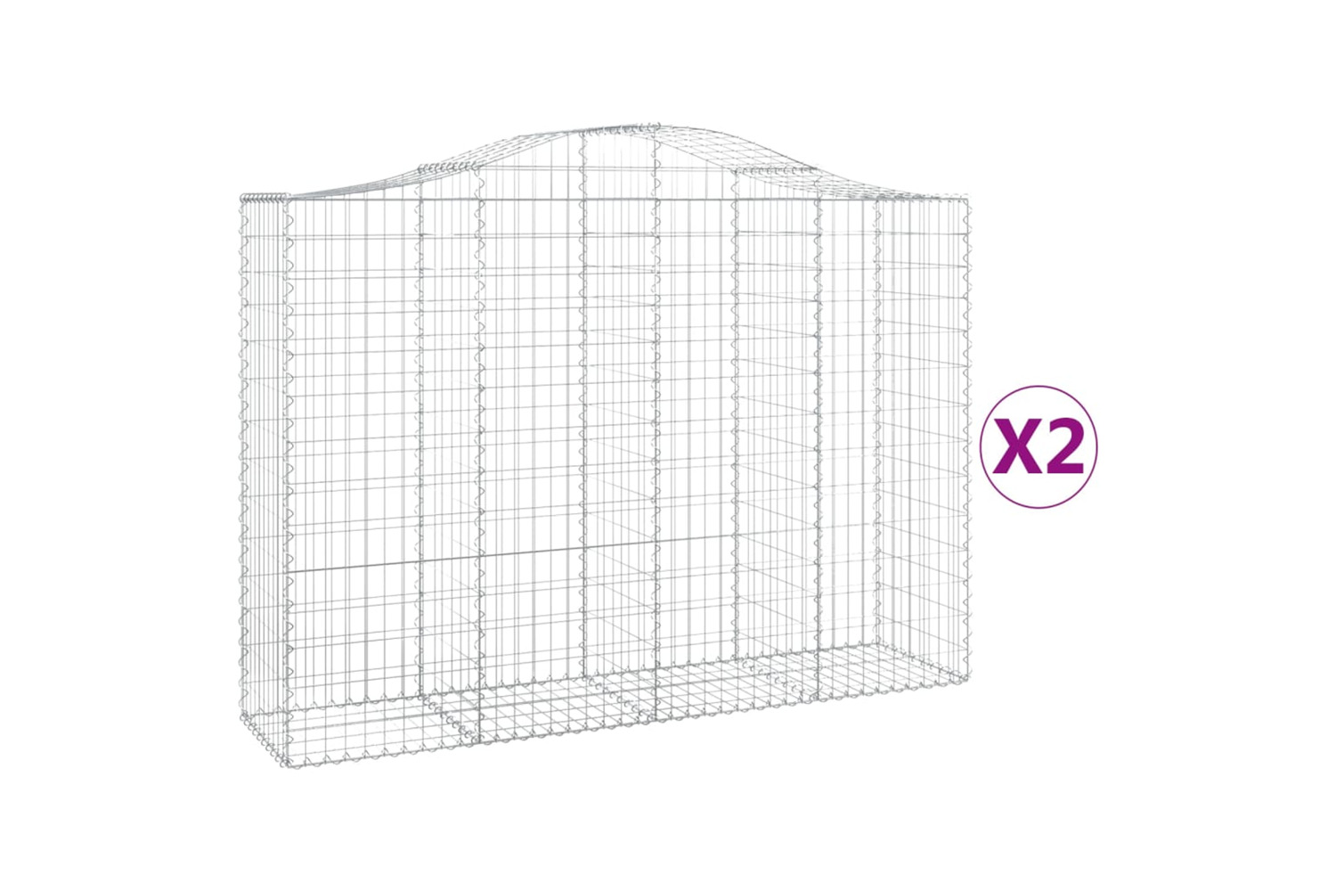 vidaXL 3145682 Arched Gabion Baskets 2 Pcs 200x50x140/160cm Galvanised Iron