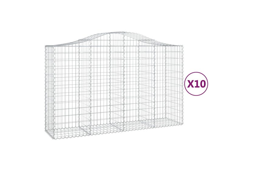 Vidaxl 3145669 Arched Gabion Baskets 10 Pcs 200x50x120/140 Cm Galvanised Iron