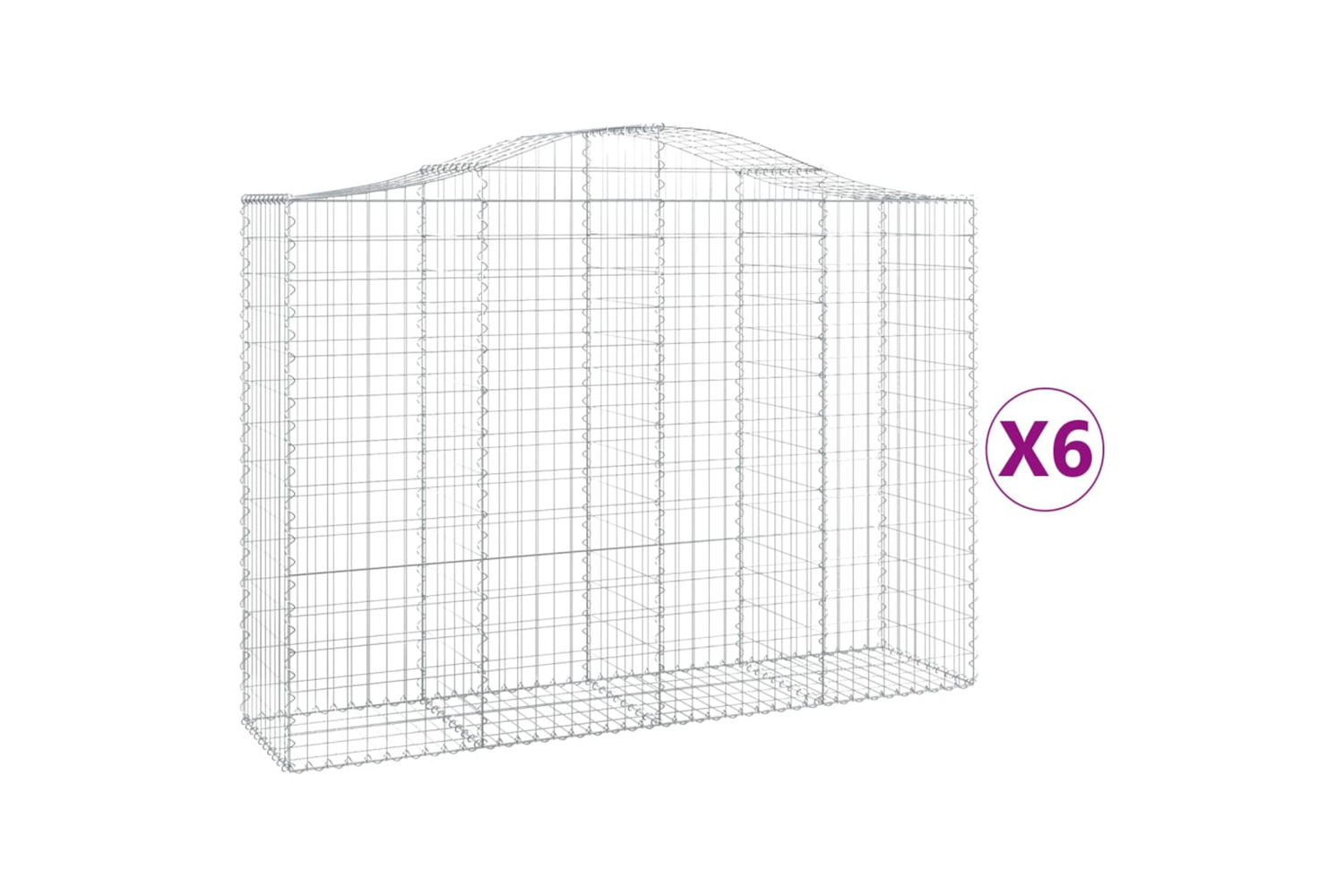 vidaXL 3145686 Arched Gabion Baskets 6 Pcs 200x50x140/160cm Galvanised Iron