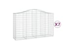 Vidaxl 3145666 Arched Gabion Baskets 7 Pcs 200x50x120/140 Cm Galvanised Iron