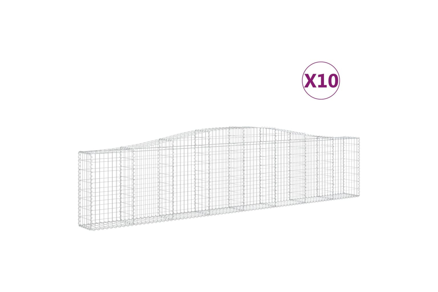 vidaXL 3145821 Arched Gabion Baskets 10 Pcs 400x30x80/100cm Galvanised Iron