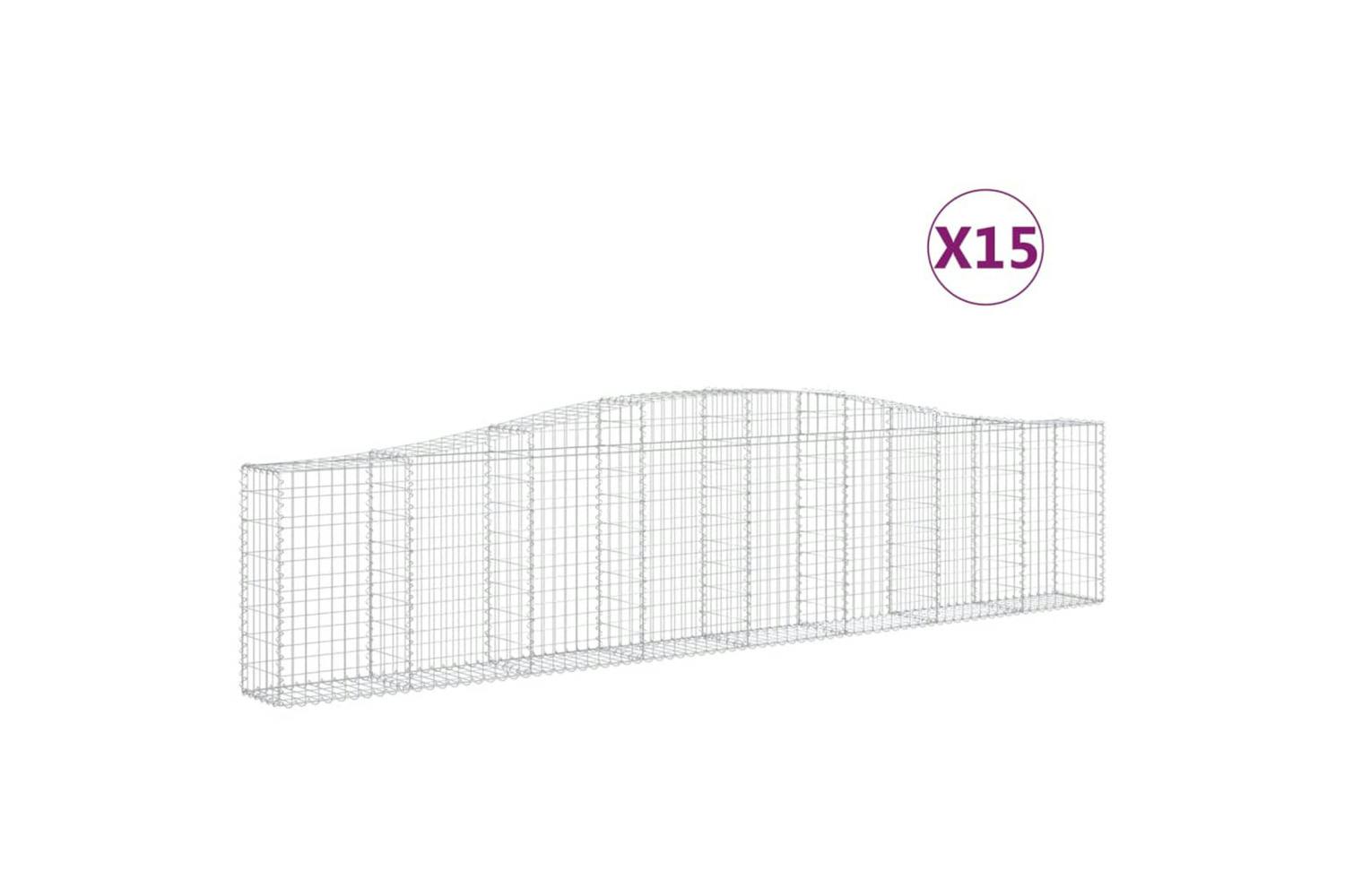 Vidaxl 3145822 Arched Gabion Baskets 15 Pcs 400x30x80/100 Cm Galvanised Iron