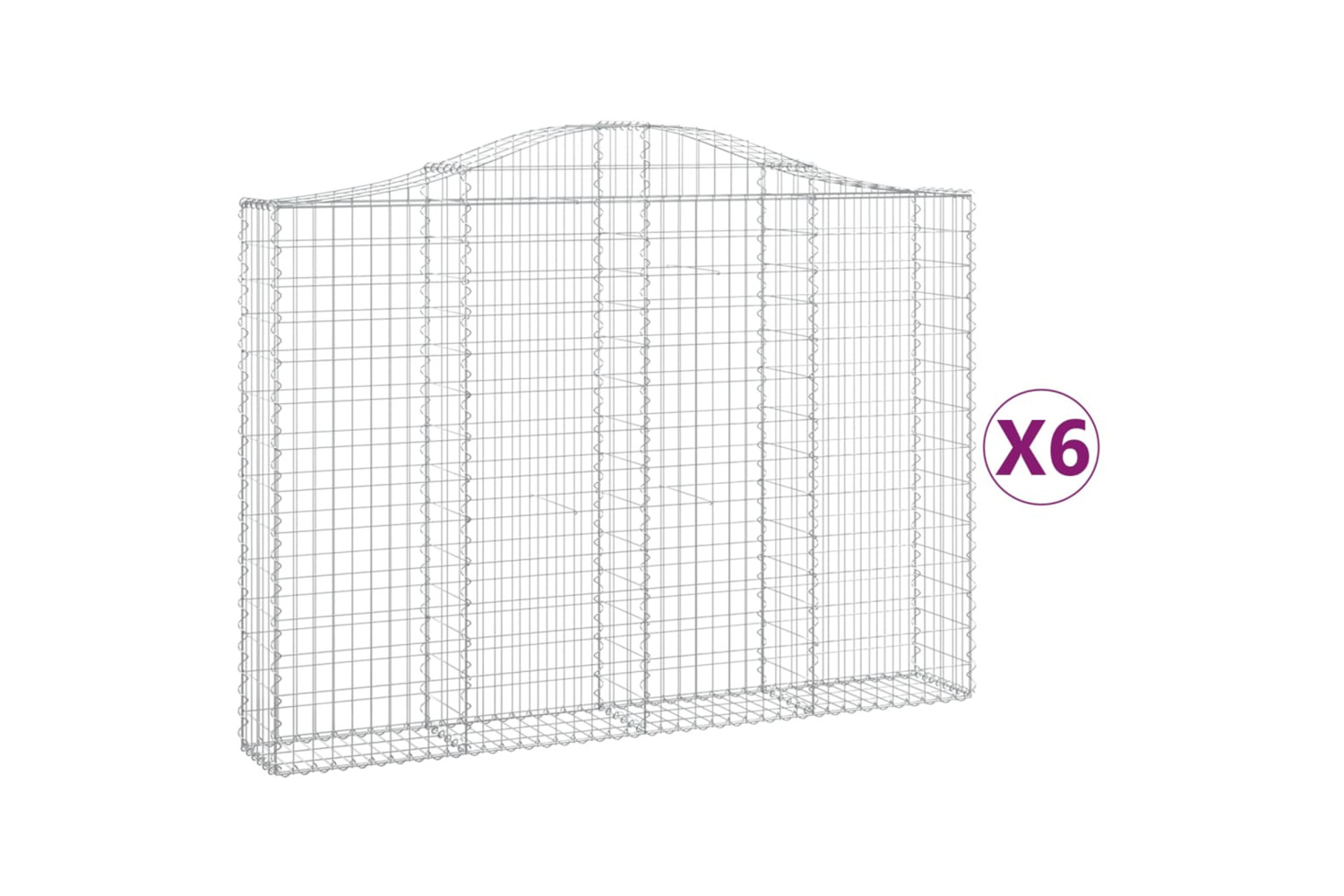 vidaXL 3145476 Arched Gabion Baskets 6 Pcs 200x30x140/160cm Galvanised Iron