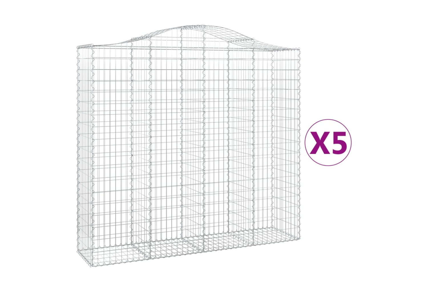 vidaXL 3145727 Arched Gabion Baskets 5 Pcs 200x50x180/200cm Galvanised Iron