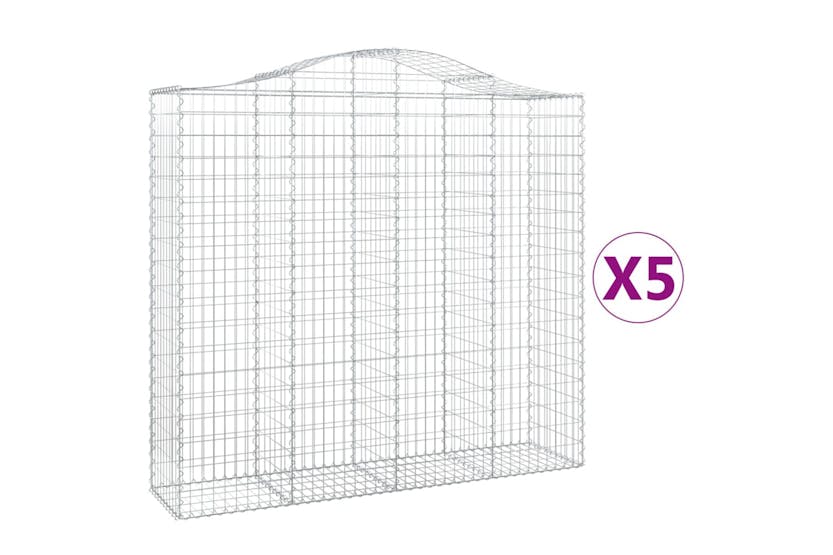 Vidaxl 3145727 Arched Gabion Baskets 5 Pcs 200x50x180/200 Cm Galvanised Iron