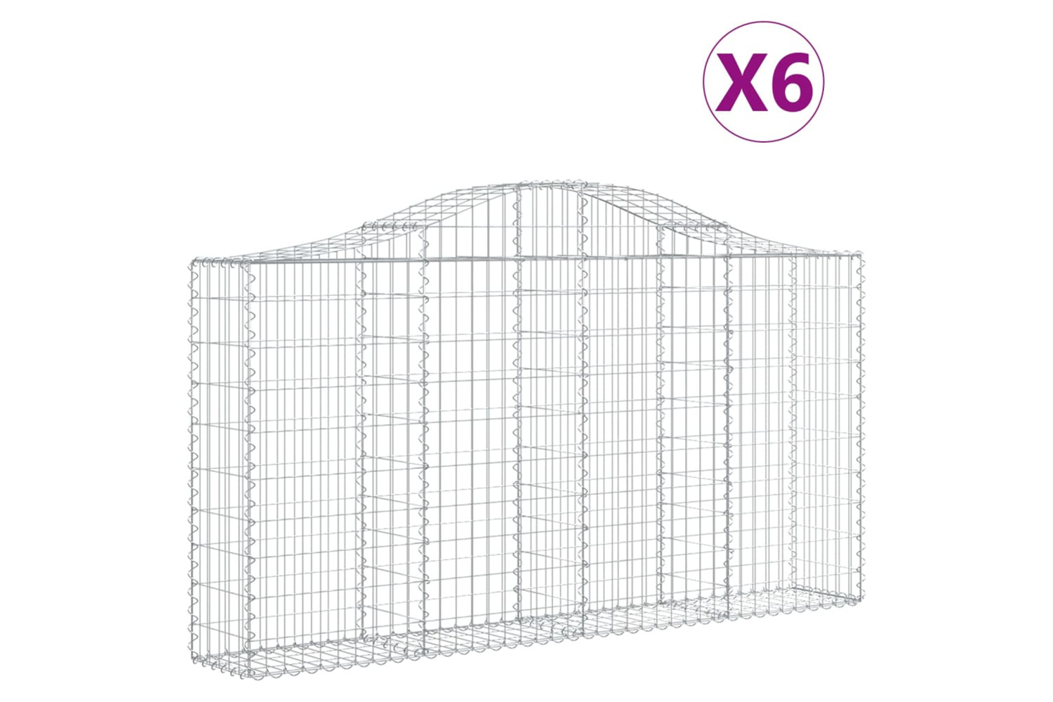 vidaXL 3145434 Arched Gabion Baskets 6 Pcs 200x30x100/120cm Galvanised Iron